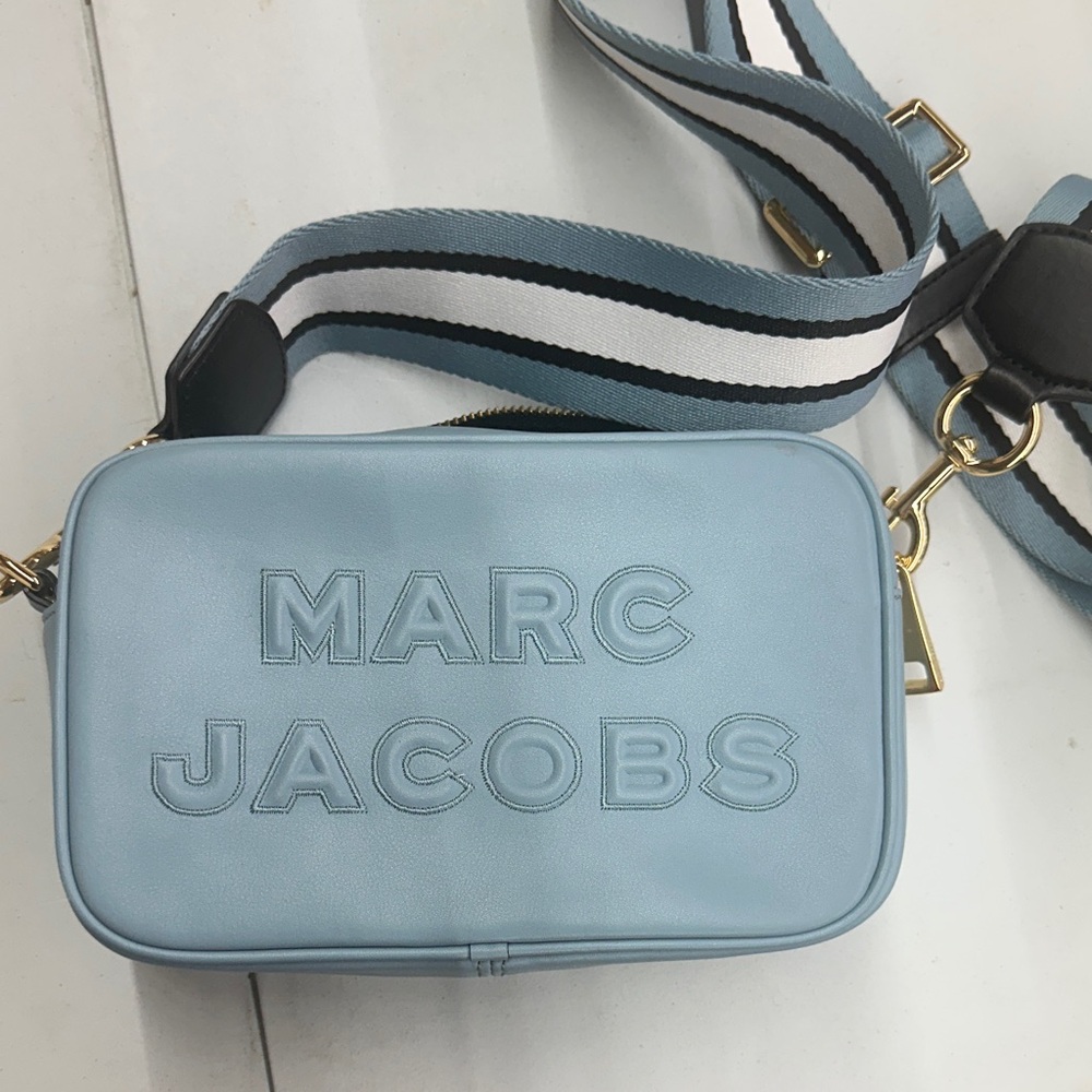 Marc Jacobs Sky Blue Crossbody with Striped Strap